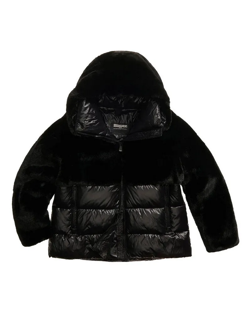 Blauer Daunenmantel - Schwarz Schwarz