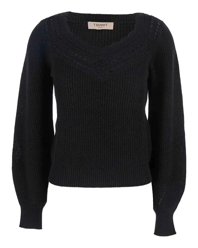 Twin-Set Rundhalspullover - Schwarz Schwarz