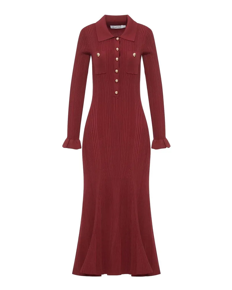Self-Portrait Knielanges Kleid - Rot Rot