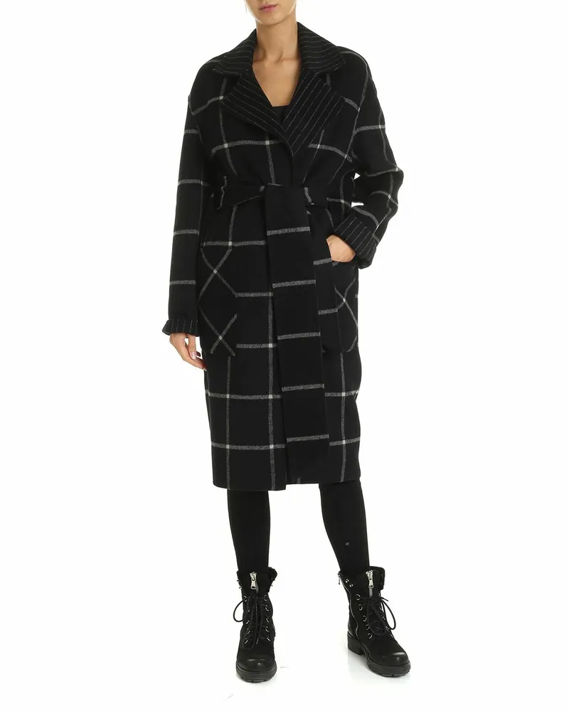 Karl Lagerfeld Knielanger Mantel - Schwarz Schwarz