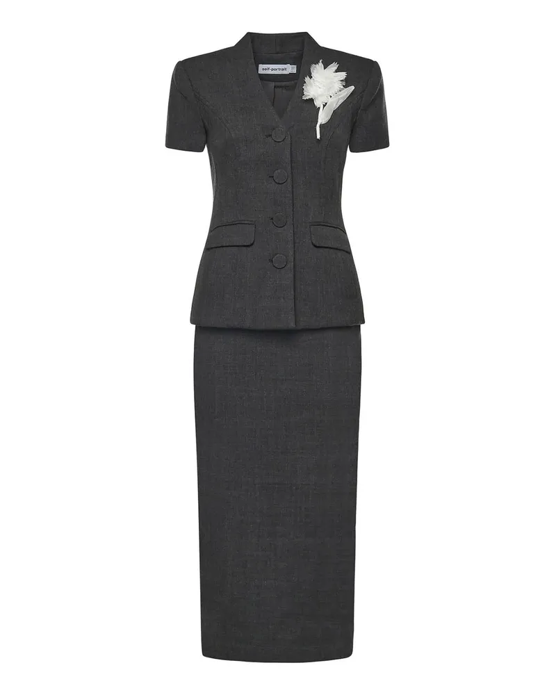 Self-Portrait Knielanges Kleid - Grau Grau