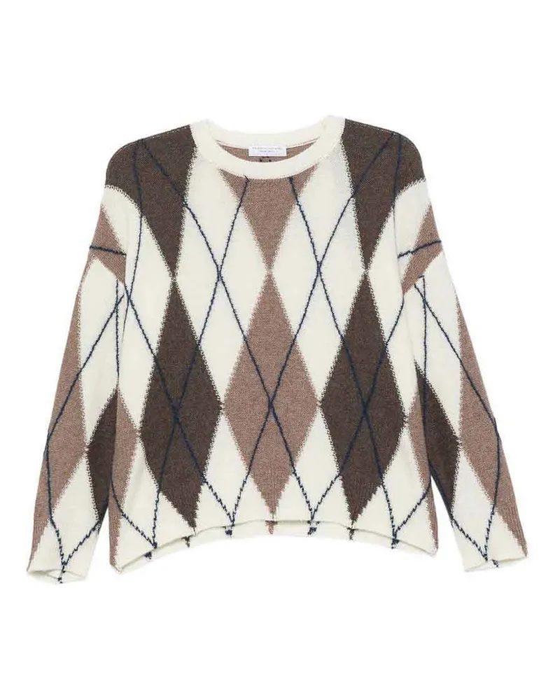 Majestic Rundhalspullover - Creme Creme