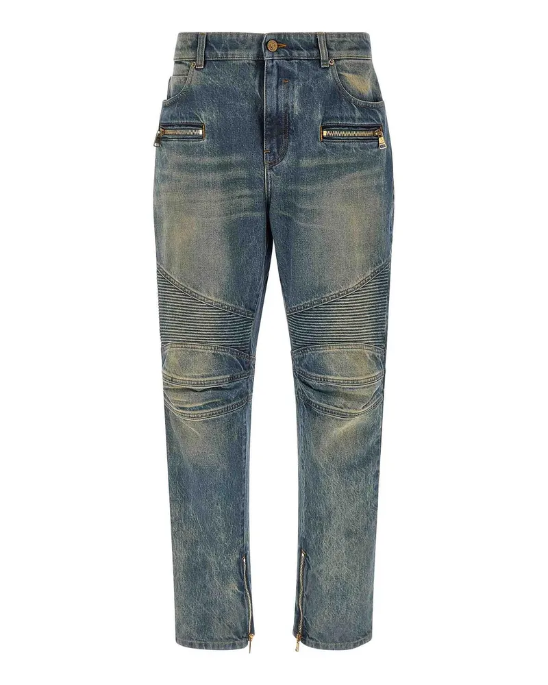 Balmain Straight Leg Jeans - Blau Blau