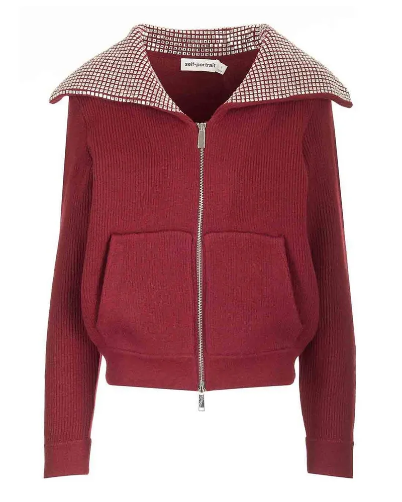 Self-Portrait Cardigan - Dunkelrot Dunkelrot