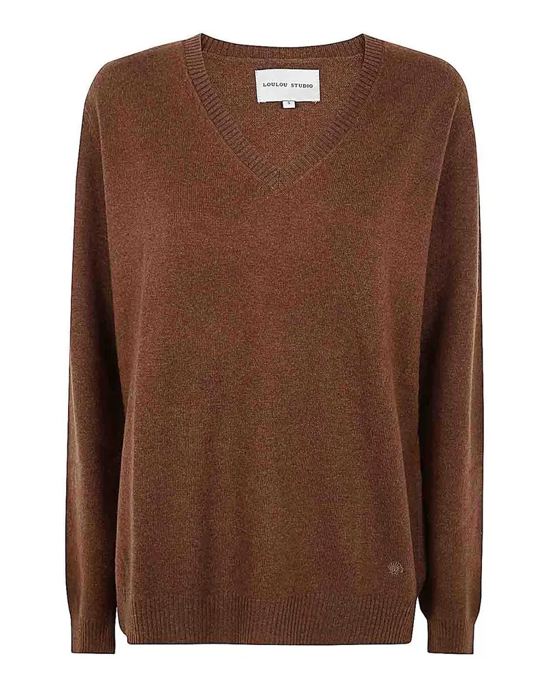Loulou Studio V-Pullover - Braun Braun