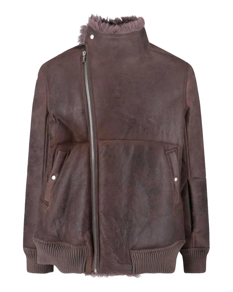 Rick Owens Lederjacke - Grau Grau