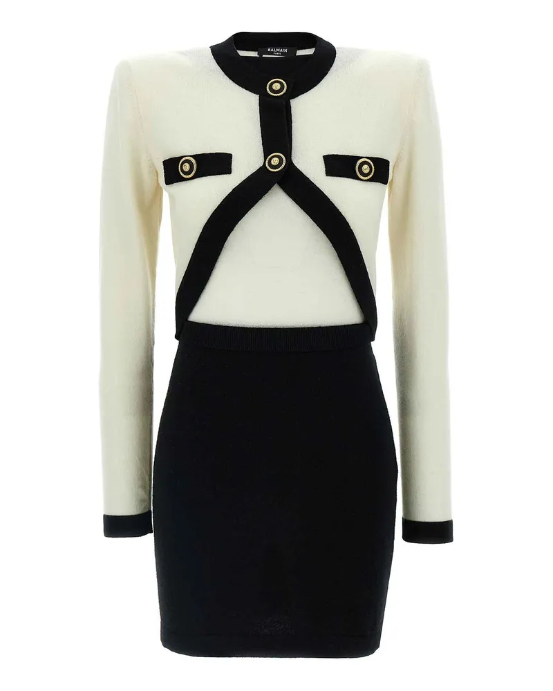 Balmain Knielanges Kleid - Weiß Weiß
