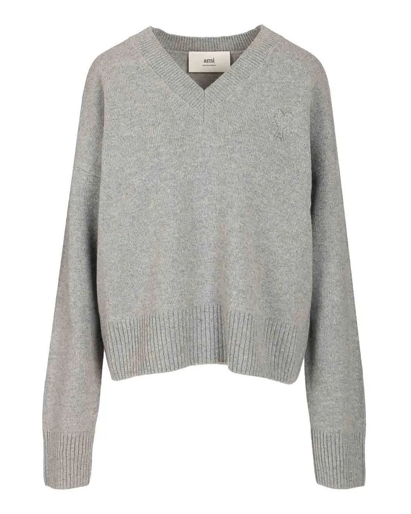 AMI Paris Rundhalspullover - Grau Grau