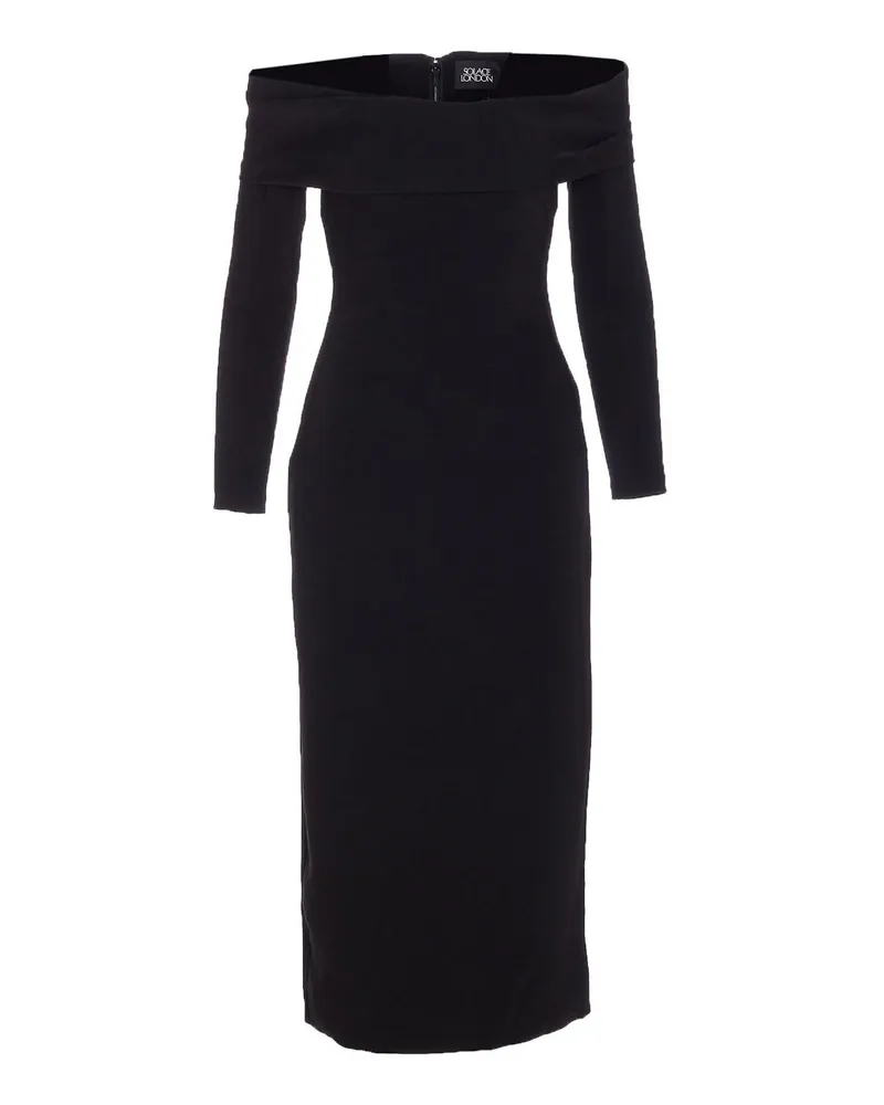 Solace London Knielanges Kleid - Schwarz Schwarz