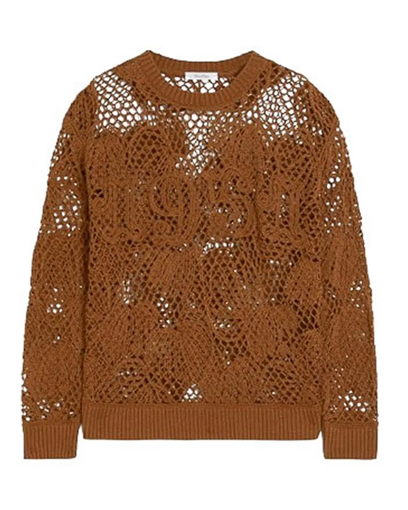 Max Mara Rundhalspullover - Braun Braun