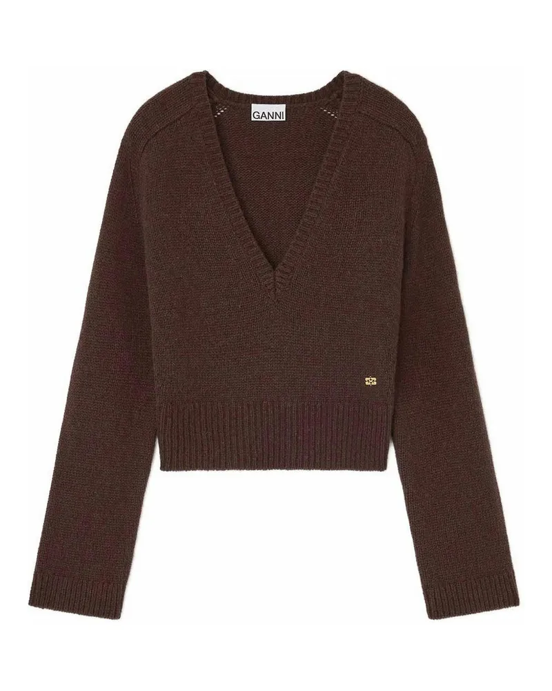 Ganni V-Pullover - Braun Braun