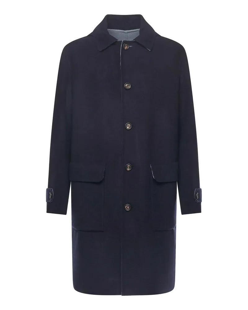 Eleventy Knielanger Mantel - Blau Blau