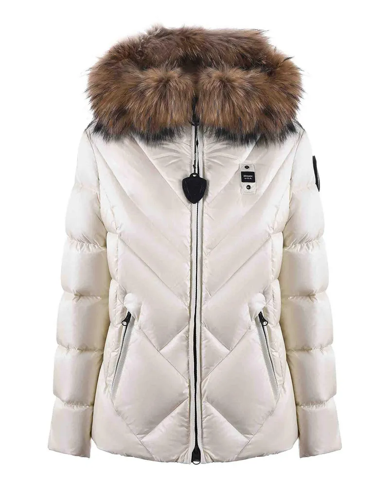 Blauer Daunenjacke - Weiß Weiß
