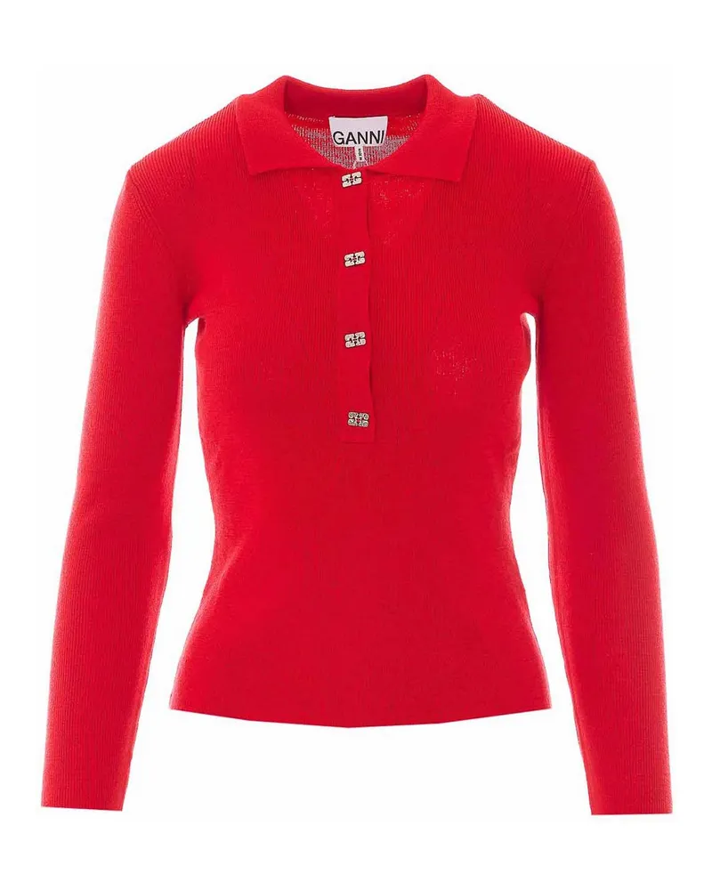 Ganni Poloshirt - Rot Rot