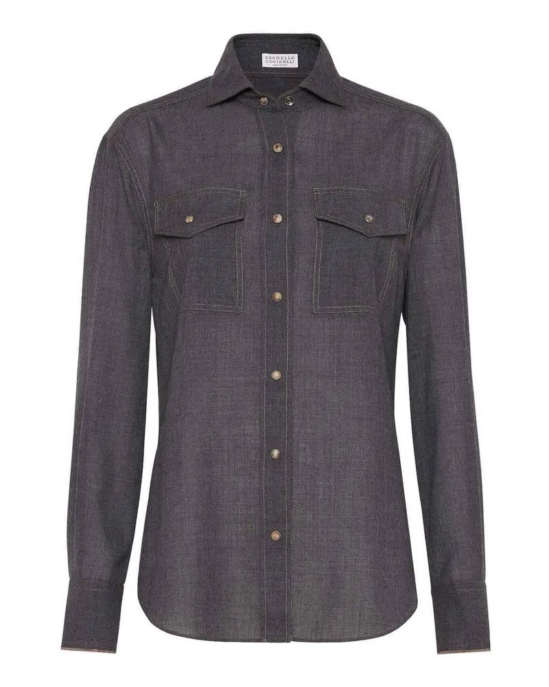 Brunello Cucinelli Hemd - Dunkelgrau Dunkelgrau
