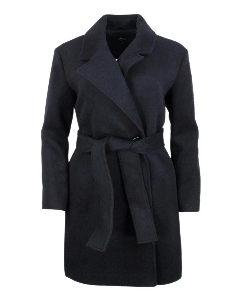 Armani Exchange Knielanger Mantel - Schwarz Schwarz