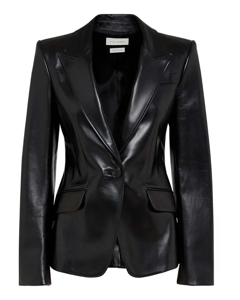Alexander McQueen Lederjacke - Schwarz Schwarz