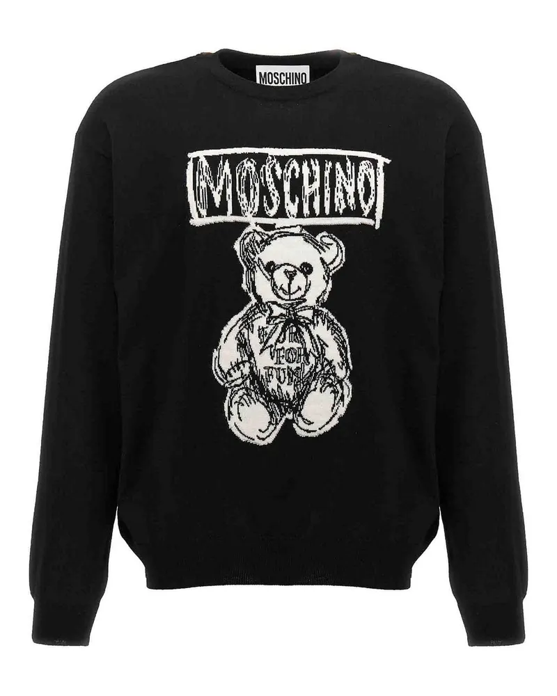 Moschino Rundhalspullover - Weiß Schwarz