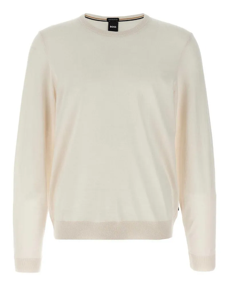 HUGO BOSS Rundhalspullover - Weiß Weiß