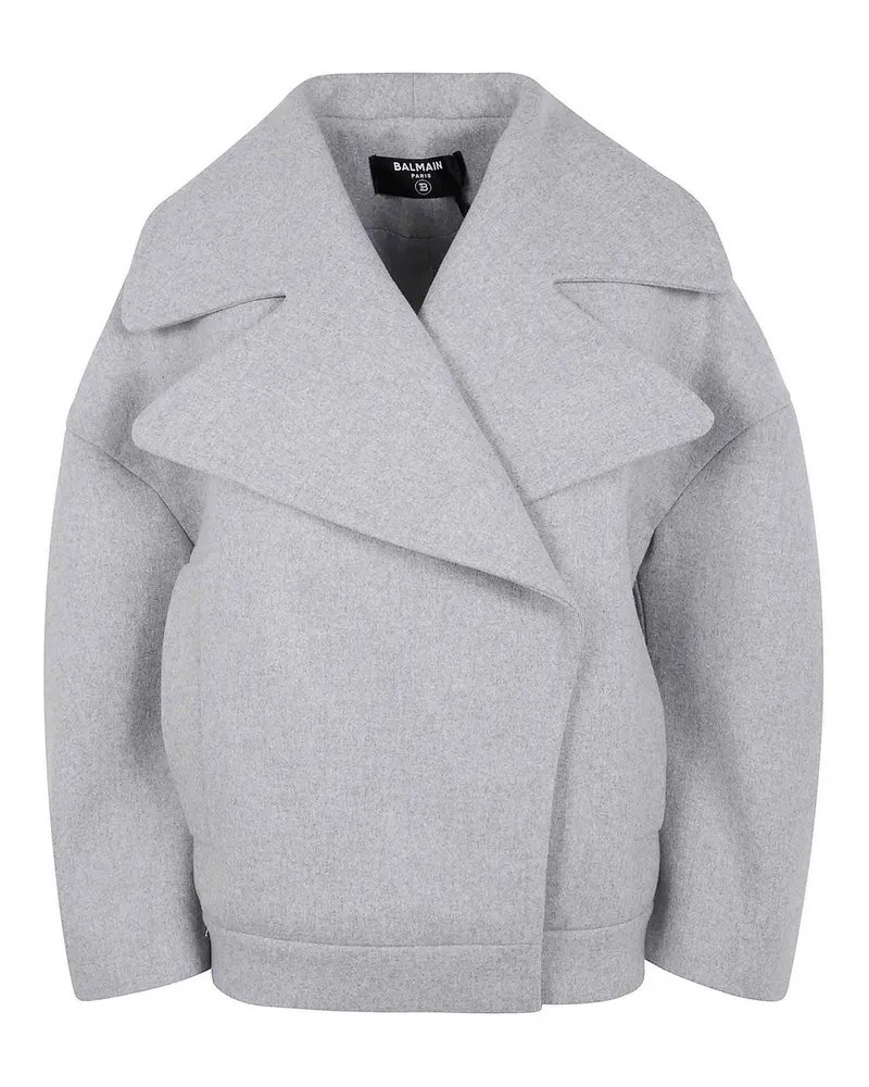 Balmain Kurzer Mantel - Grau Grau