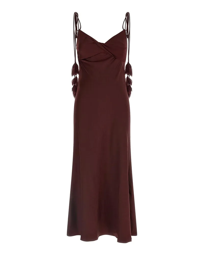 Self-Portrait Knielanges Kleid - Dunkelrot Dunkelrot