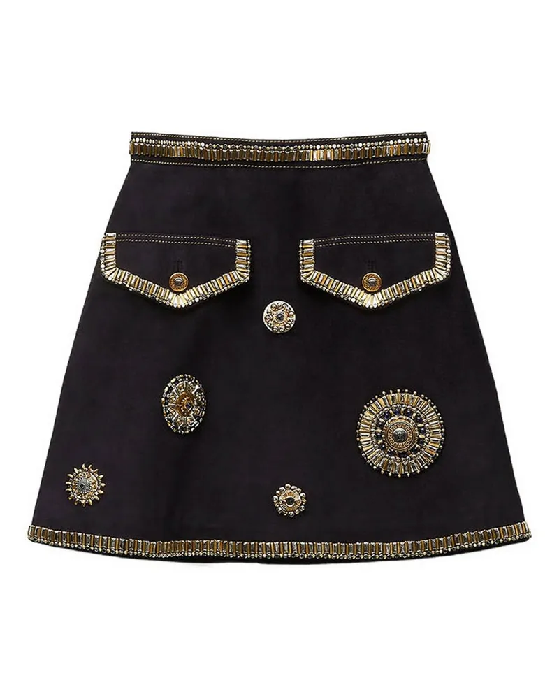 Versace Lederrock - Schwarz Schwarz