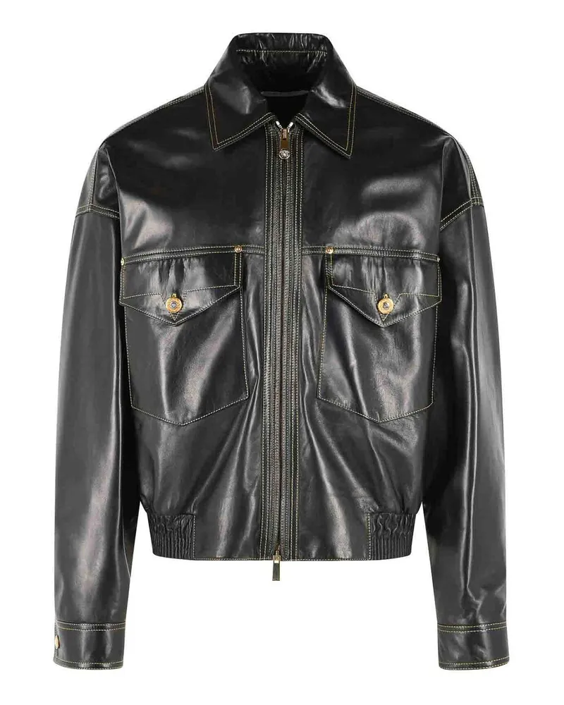 Versace Lederjacke - Schwarz Schwarz