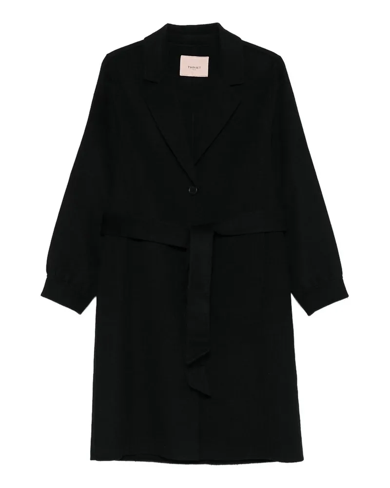 Twin-Set Knielanger Mantel - Schwarz Schwarz
