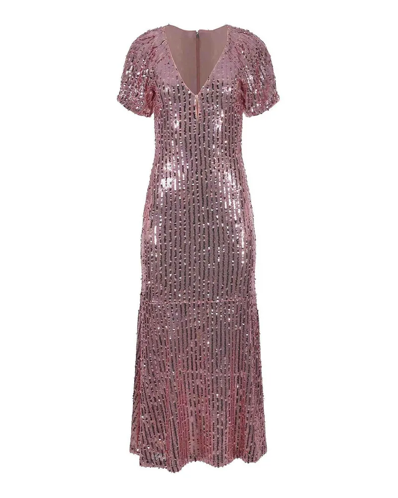 ROTATE Birger Christensen Knielanges Kleid - Nude Nude