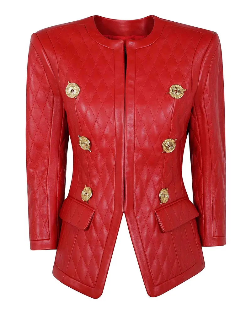 Balmain Lederjacke - Rot Rot