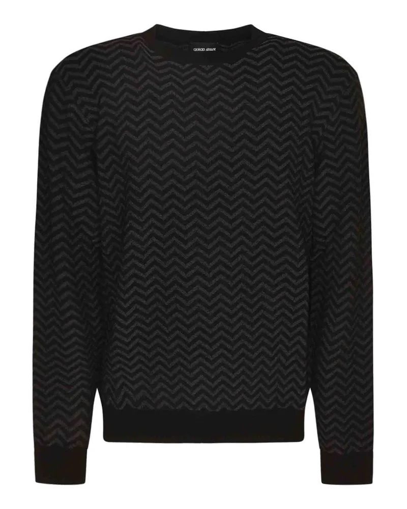 Giorgio Armani Rundhalspullover - Schwarz Schwarz