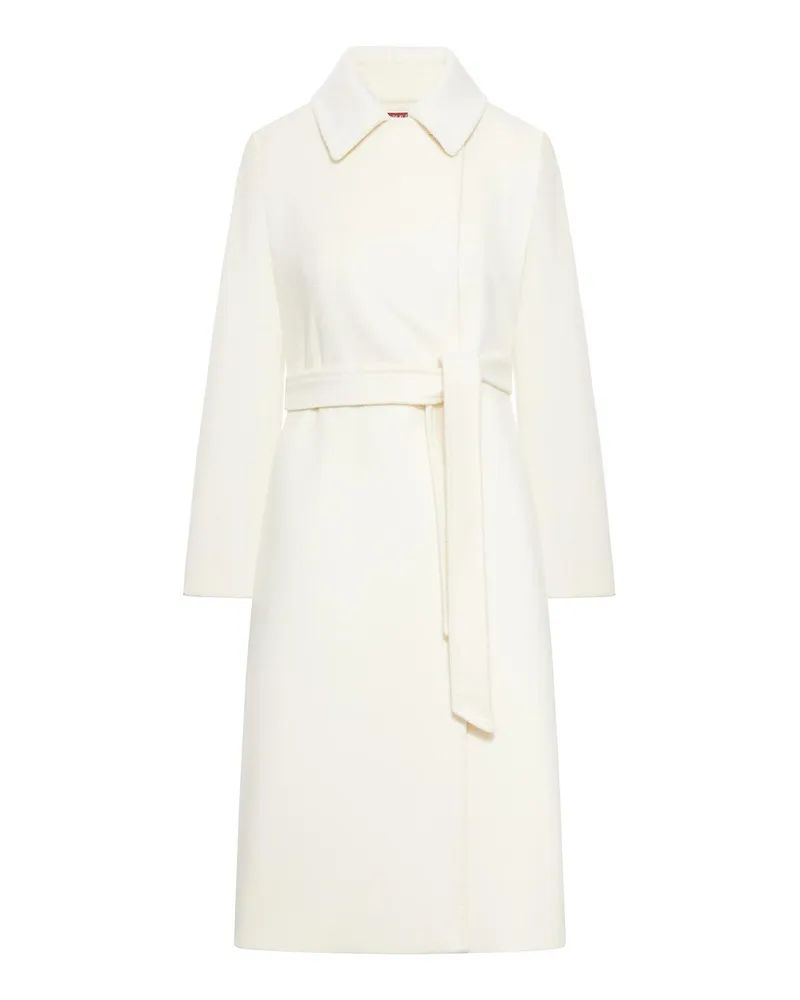 Max Mara Langer Mantel - Weiß Weiß