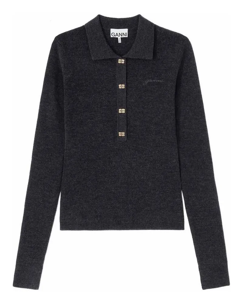 Ganni Poloshirt - Weiß Weiß