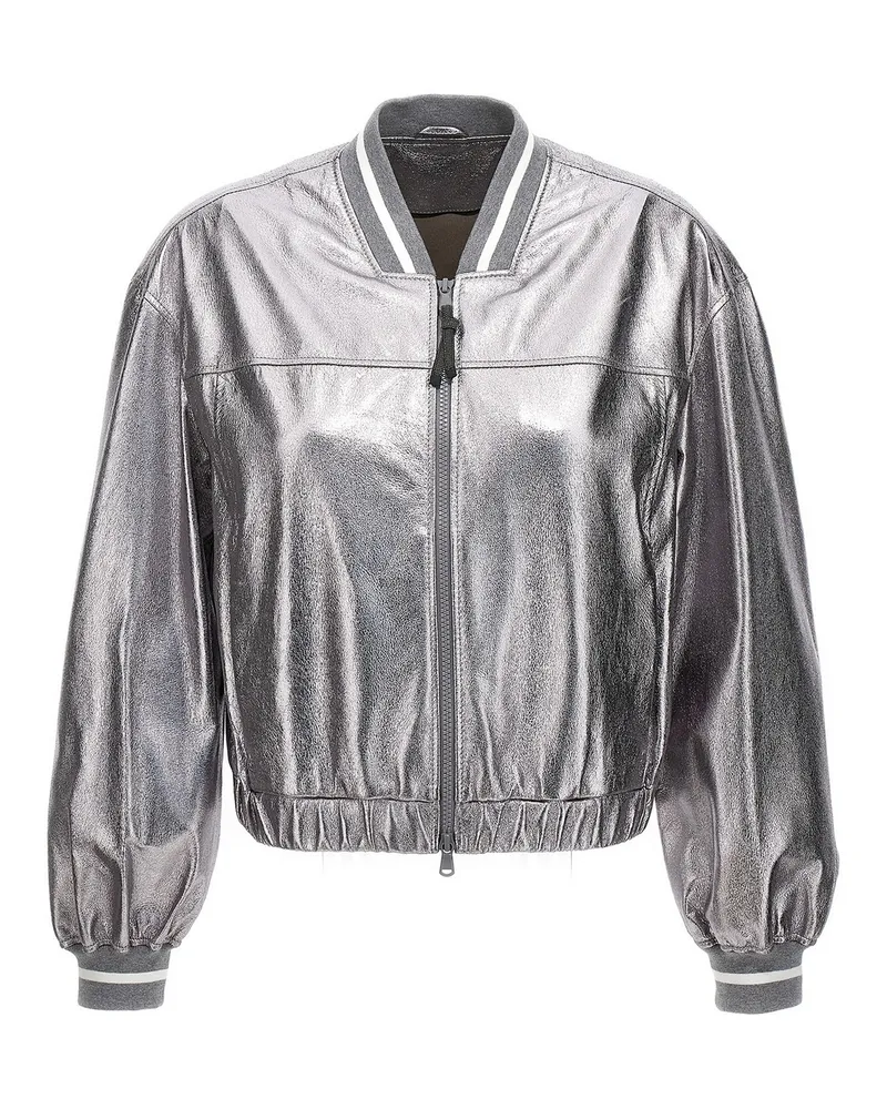 Brunello Cucinelli Bomberjacke - Silber Silber