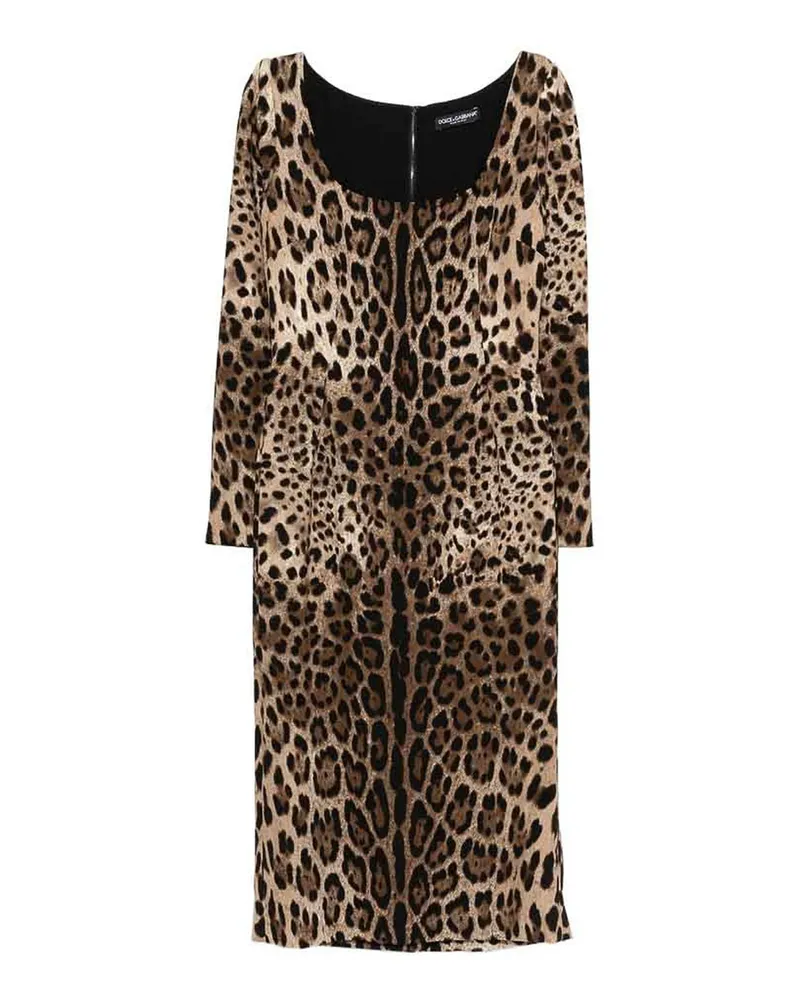 Dolce & Gabbana Knielanges Kleid - Braun Animal