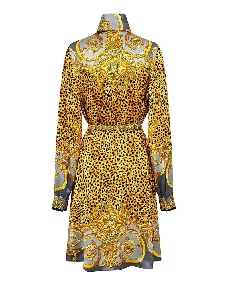 Versace Knielanges Kleid - Grau Gelb