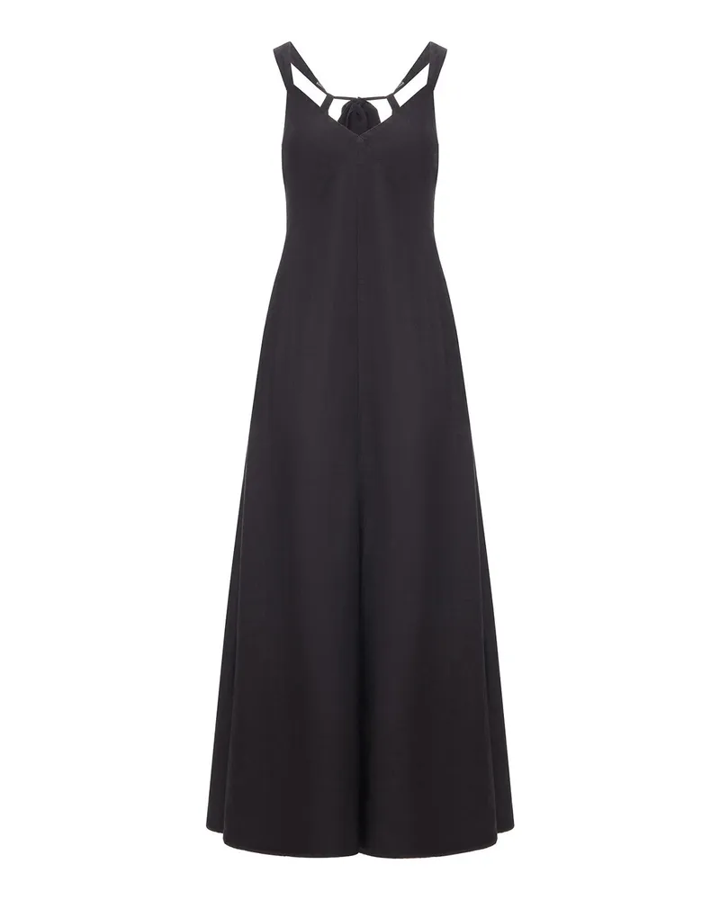120% Lino Maxikleid - Schwarz Schwarz