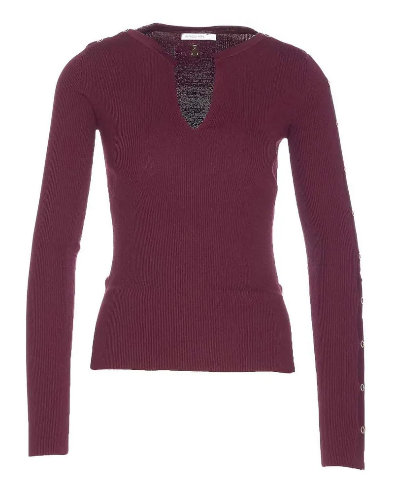 Patrizia Pepe Rundhalspullover - Dunkelrot Dunkelrot