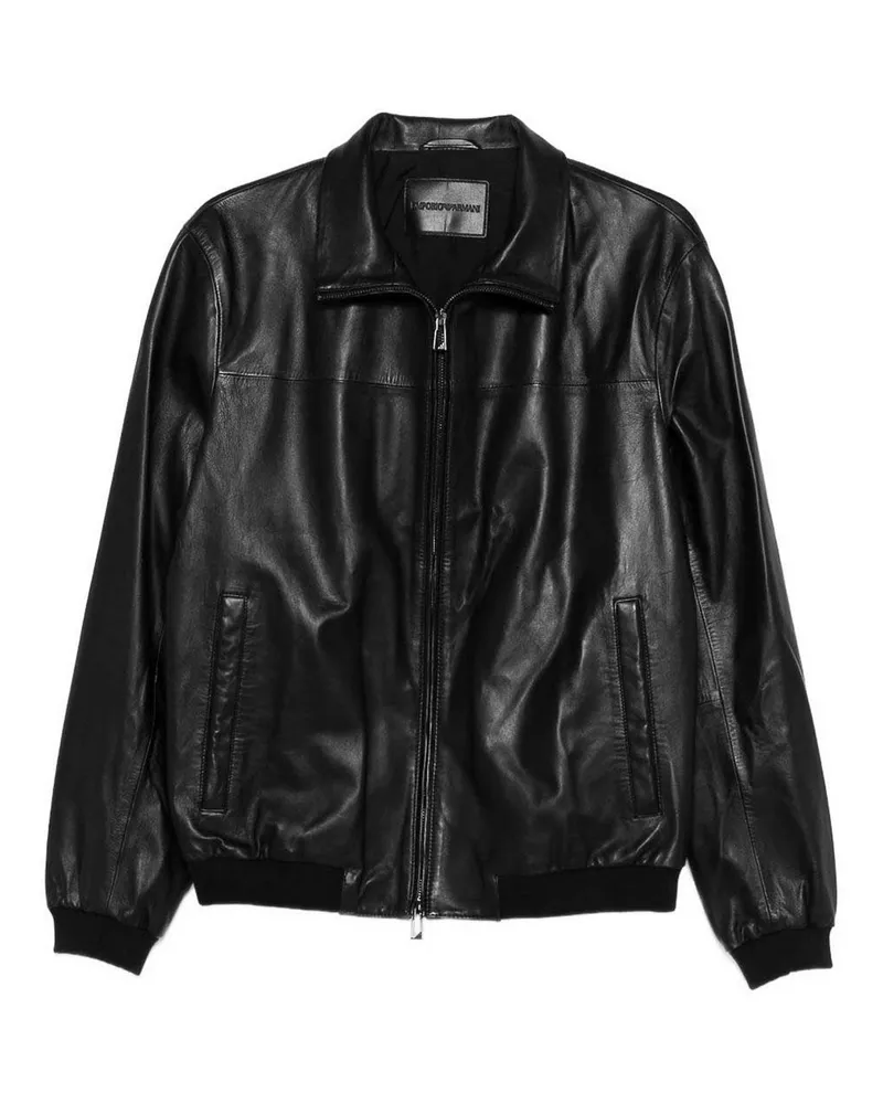 Emporio Armani Lederjacke - Schwarz Schwarz