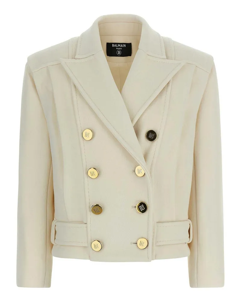 Balmain Kurzer Mantel - Weiß Weiß