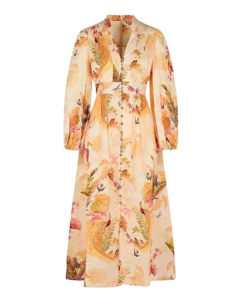 Zimmermann Knielanges Kleid - Creme Creme