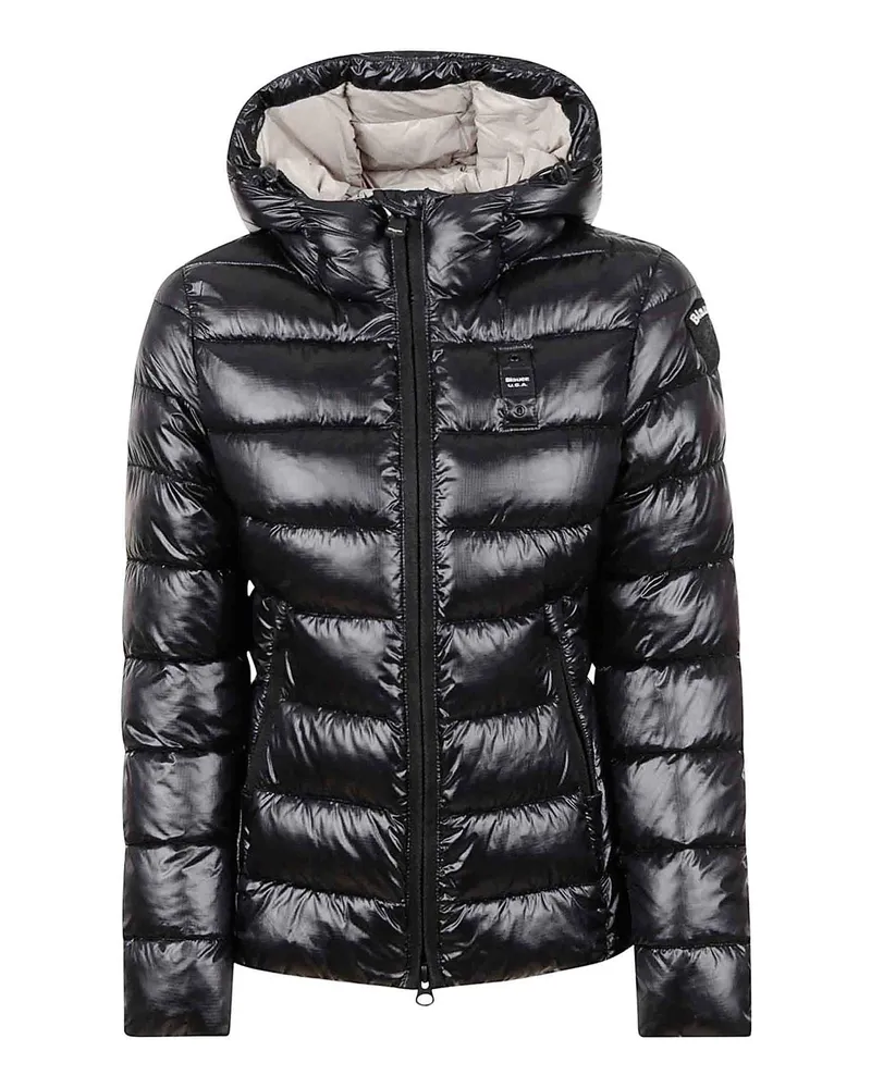 Blauer Knielanger Mantel - Schwarz Schwarz