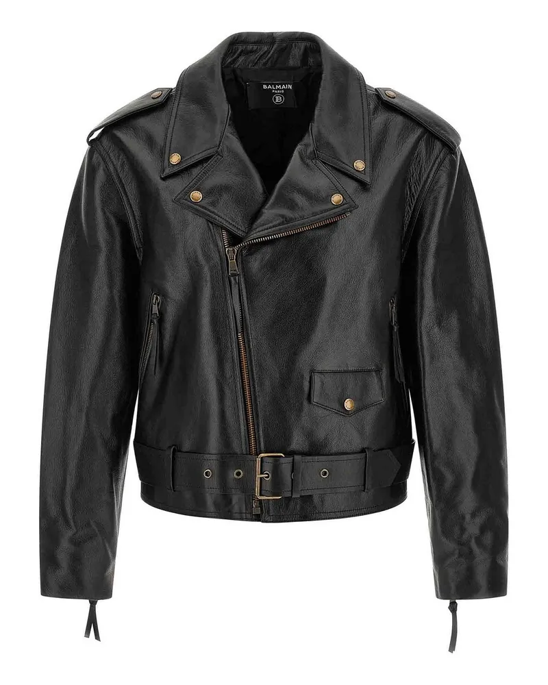 Balmain Lederjacke - Schwarz Schwarz