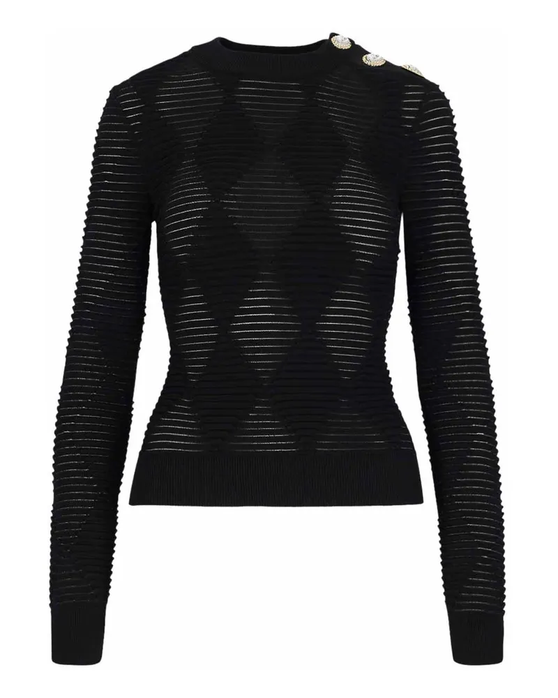 Balmain Rundhalspullover - Schwarz Schwarz