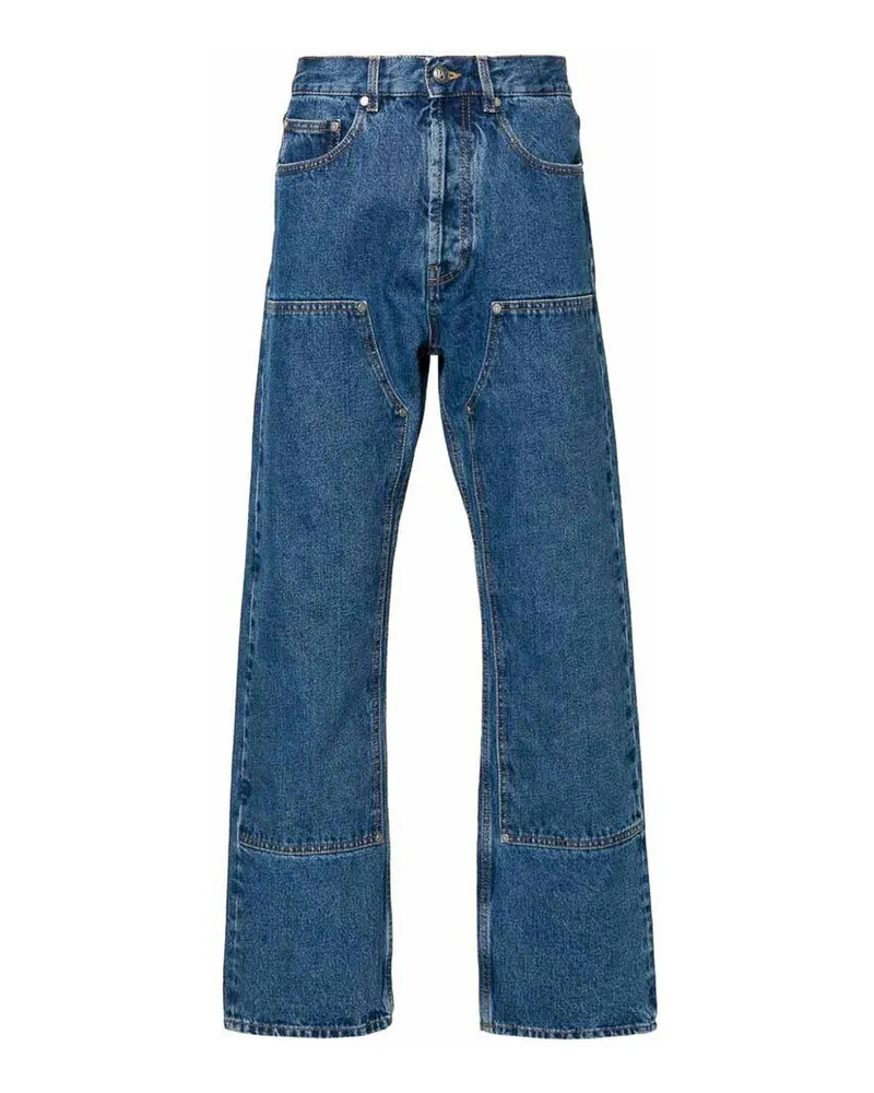 Palm Angels Straight Leg Jeans - Blau Blau