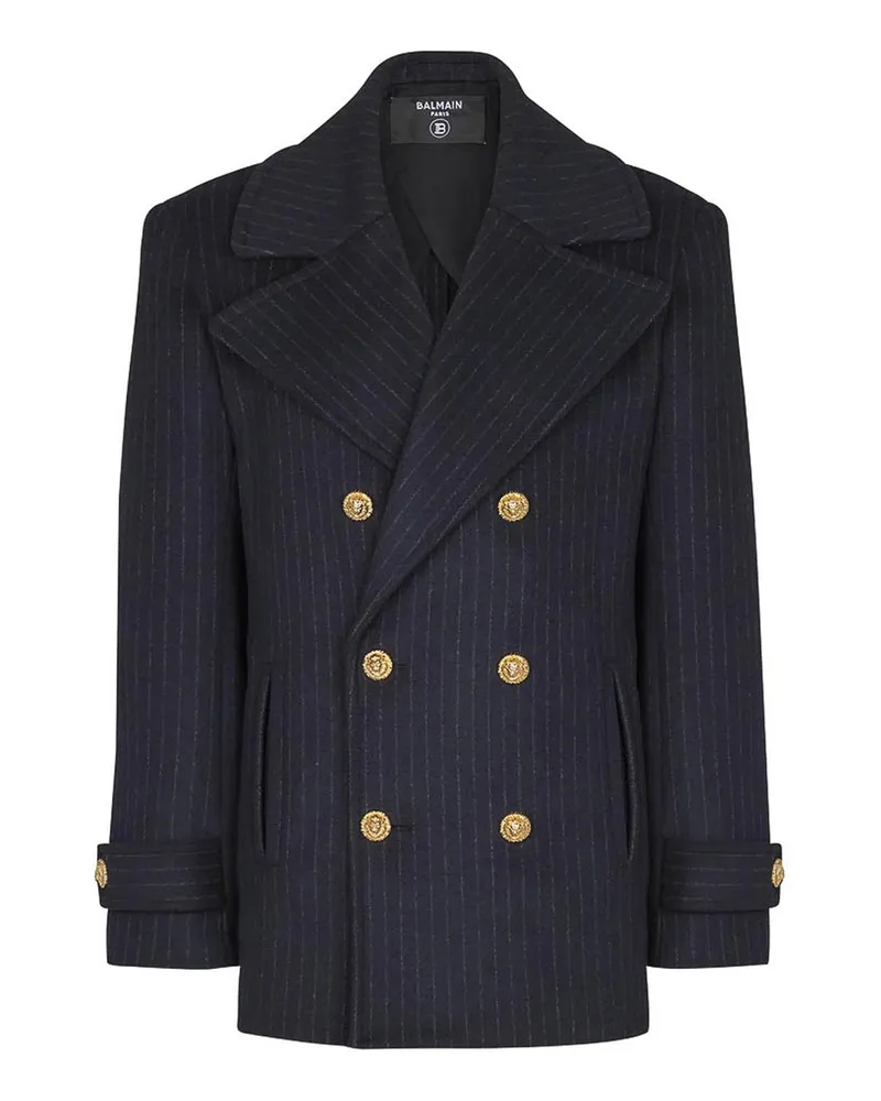 Balmain Kurzer Mantel - Blau Blau