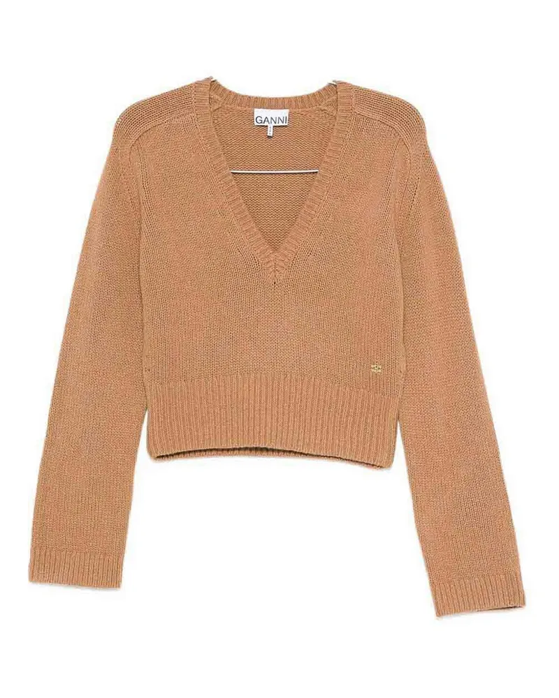 Ganni V-Pullover - Braun Braun