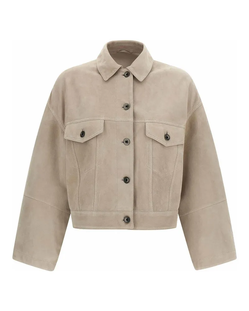 Brunello Cucinelli Lederjacke - Weiß Weiß