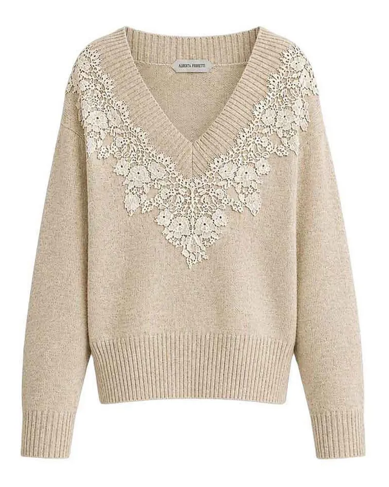 Alberta Ferretti Rundhalspullover - Weiß Weiß