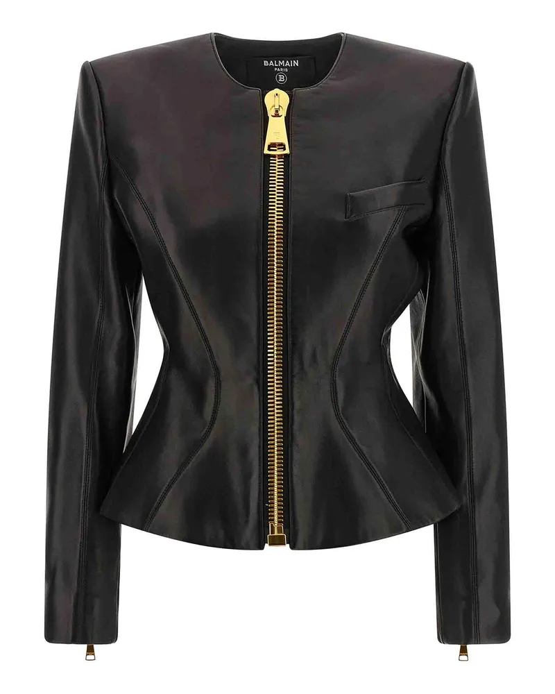 Balmain Lederjacke - Schwarz Schwarz